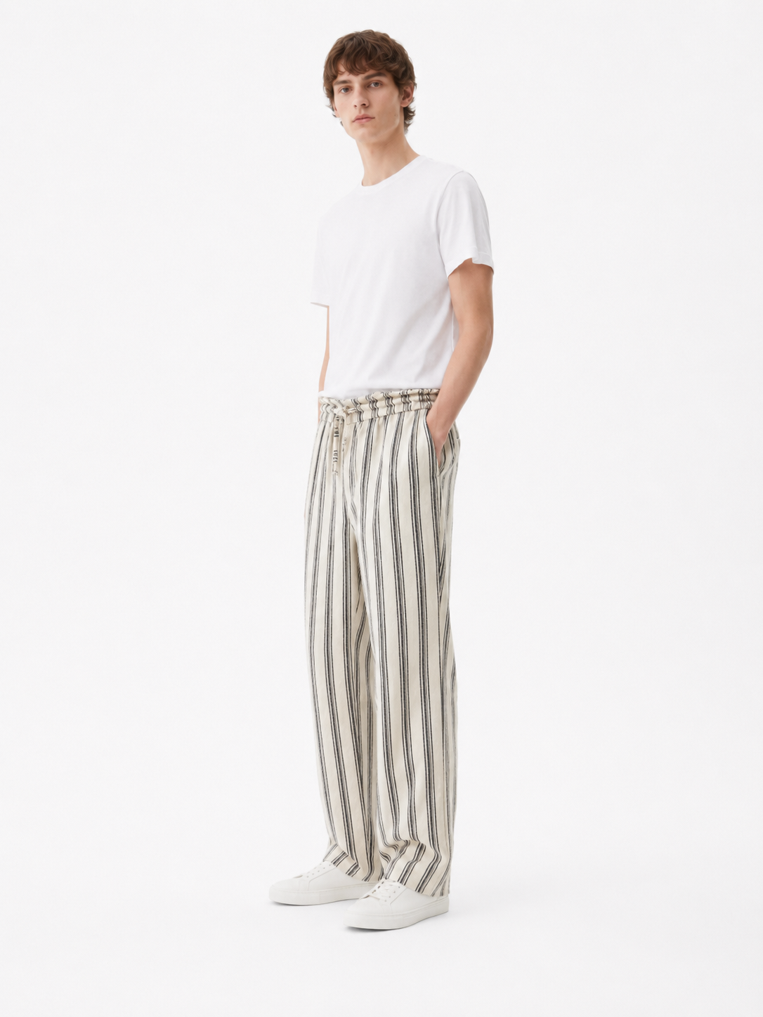 Stripe Linen Drawstring Trouser
