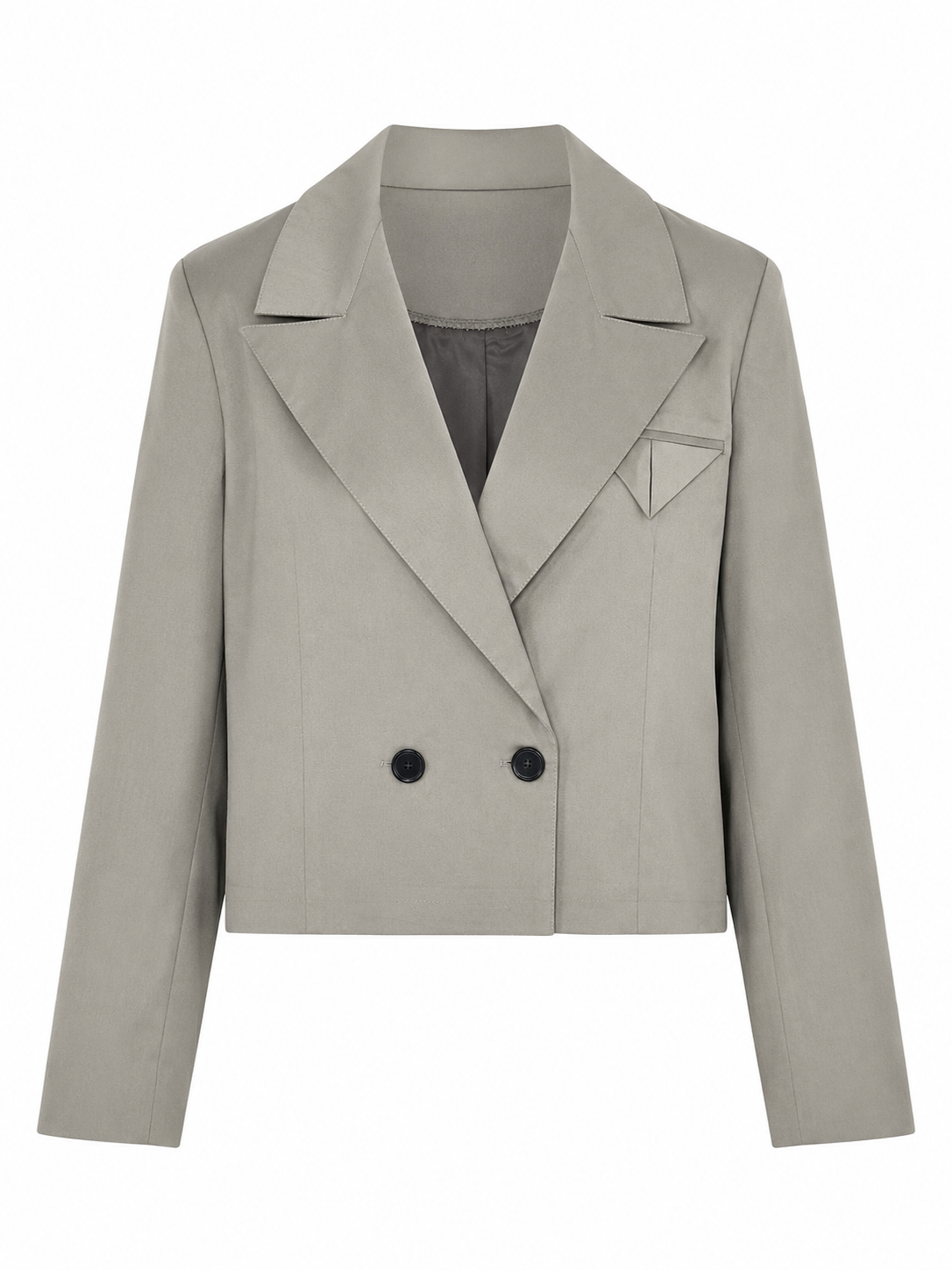 Cropped Double-Breasted Blazer — Taupe