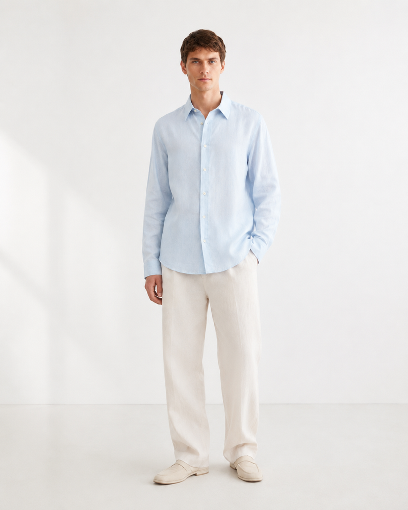 BSTN The Breeze Linen Shirt — Sky Blue