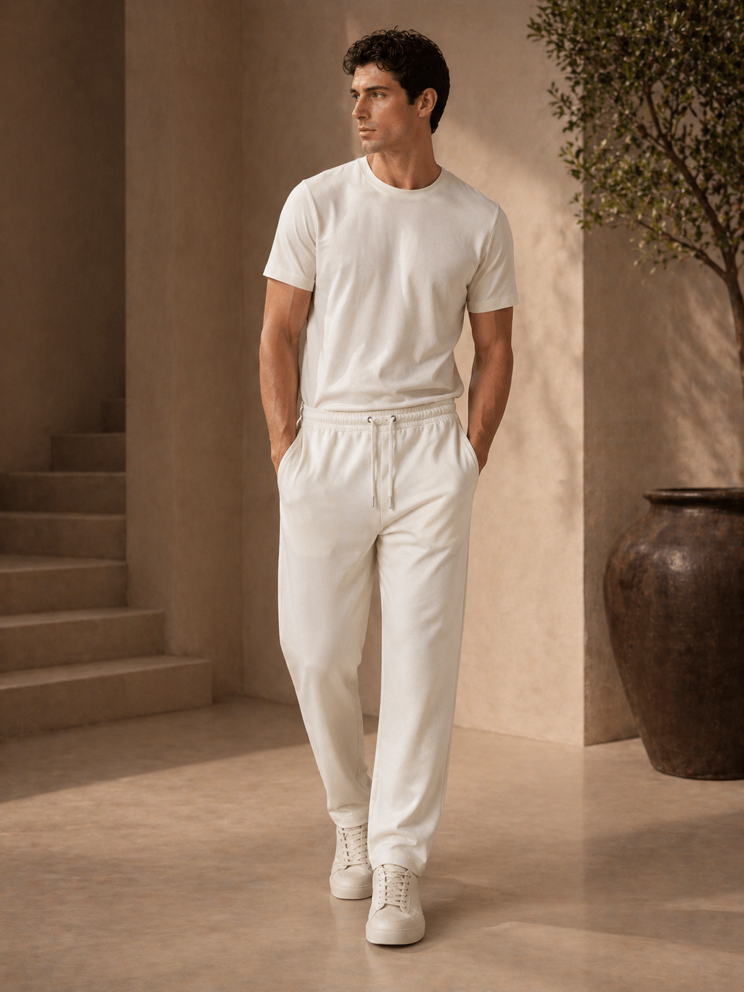 Interlock Relaxed-Fit Trouser — Cream