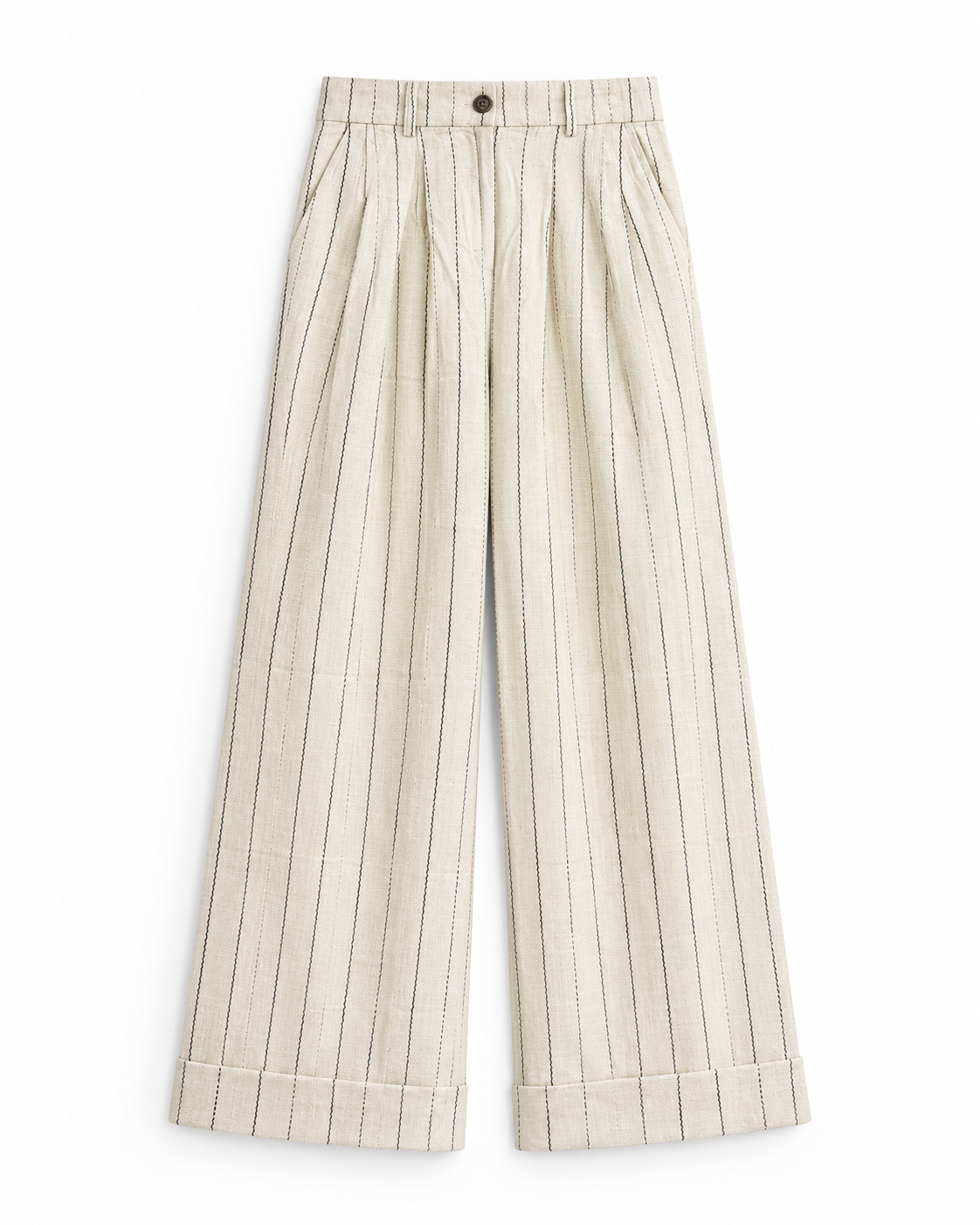 Gazzelle Pinstripe Wide-Leg Pant — Oat Pinstripe