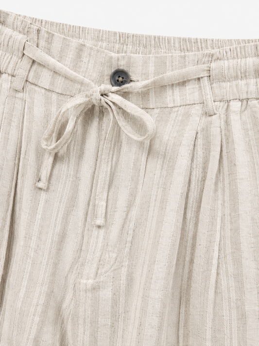 Pleated Linen Drawstring Trouser