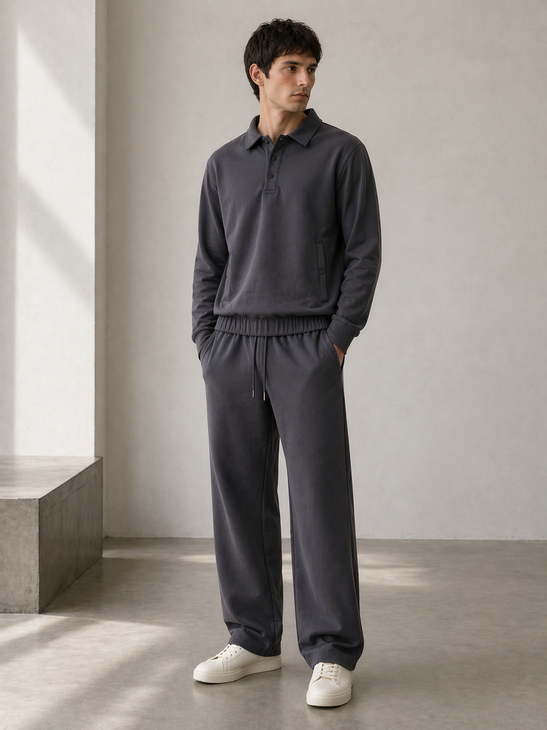 Men's Interlock Co-Ord Set — Charcoal Gray