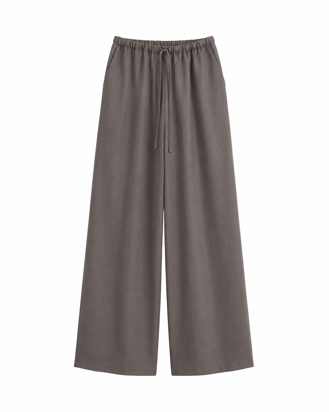 Drawstring Wide-Leg Trouser — Ash Taupe
