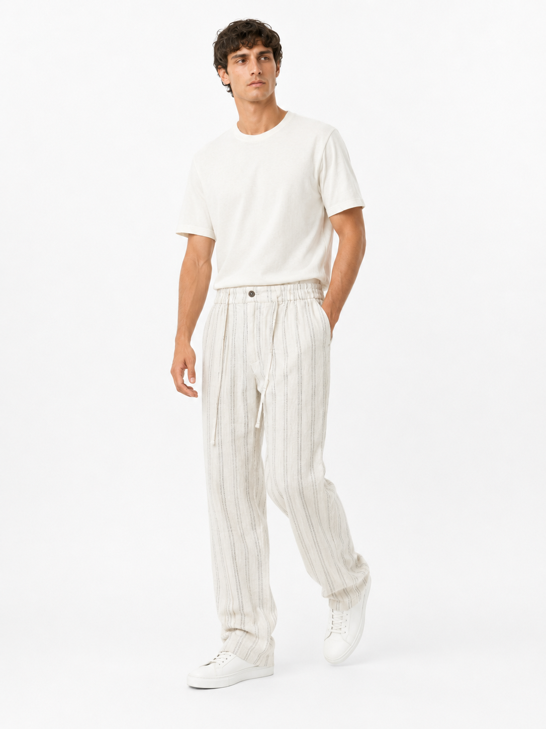 Bold Stripe Linen Trouser