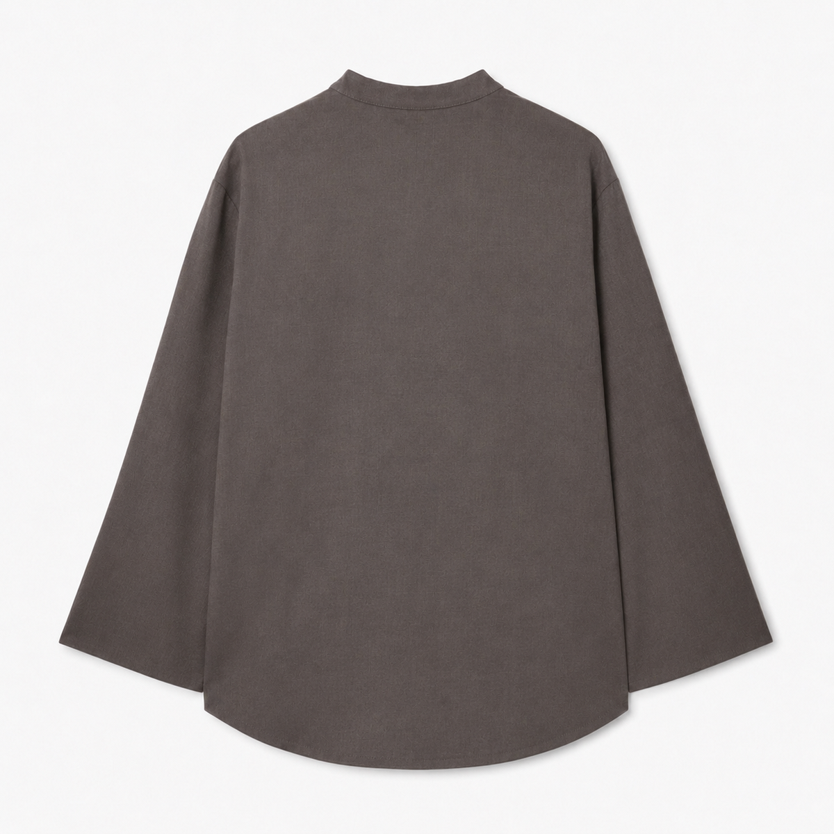 Frog-Button Mandarin Shirt — Ash Taupe
