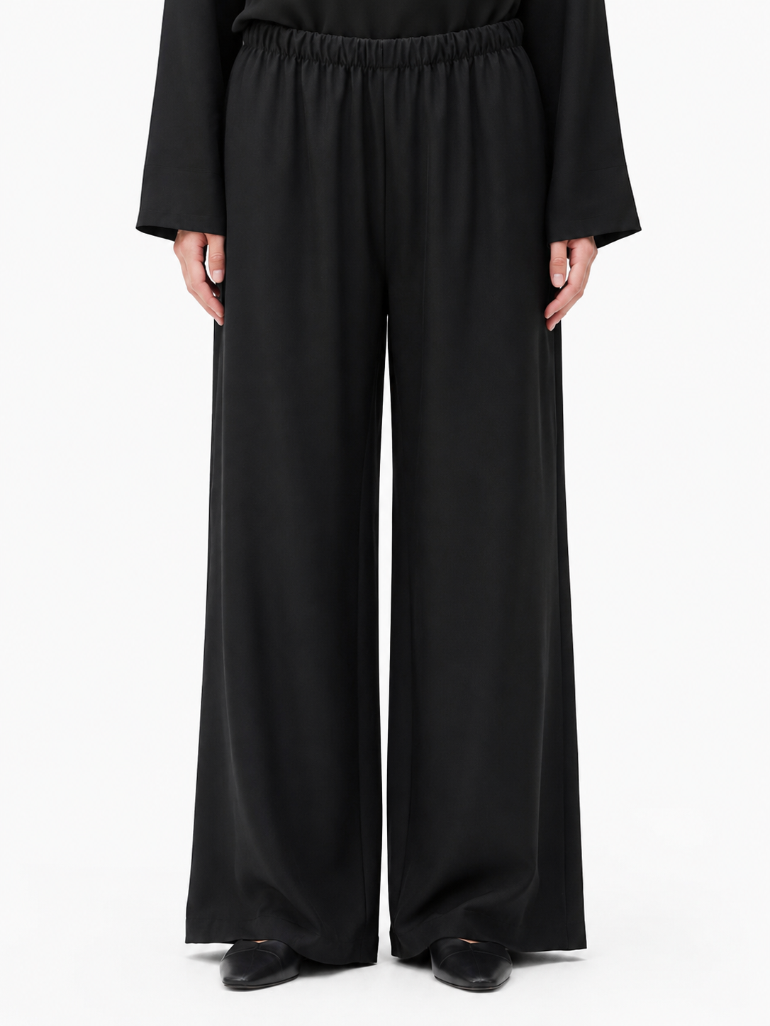 Black Bella Wide-Leg Palazzo Trouser