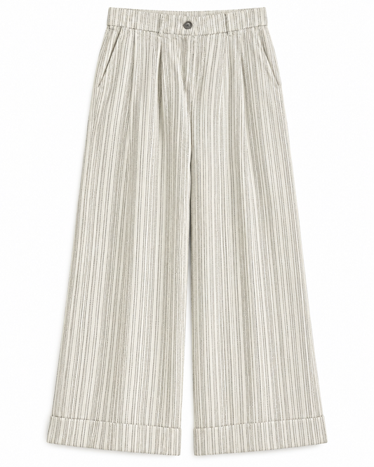 Gazzelle Dash-Stripe Wide-Leg Pant — Ivory Dash