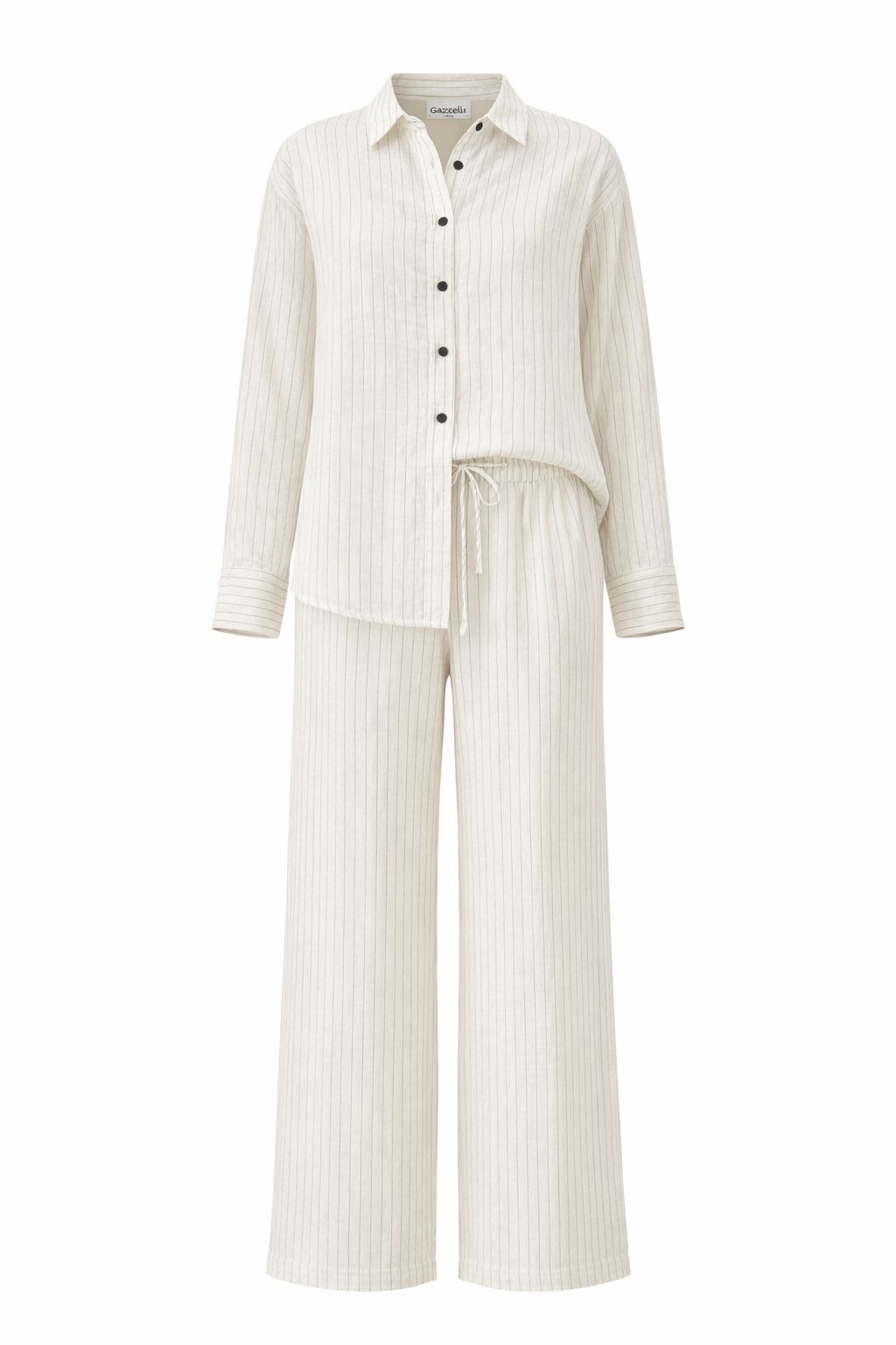 GAZZELLE | Women's Pinstripe Linen Co-Ord Set — Ivory | طقم منسق محتشم الإمارات