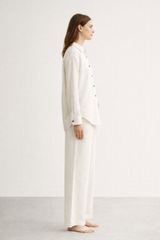 GAZZELLE | Women's Pinstripe Linen Co-Ord Set — Ivory | طقم منسق محتشم الإمارات