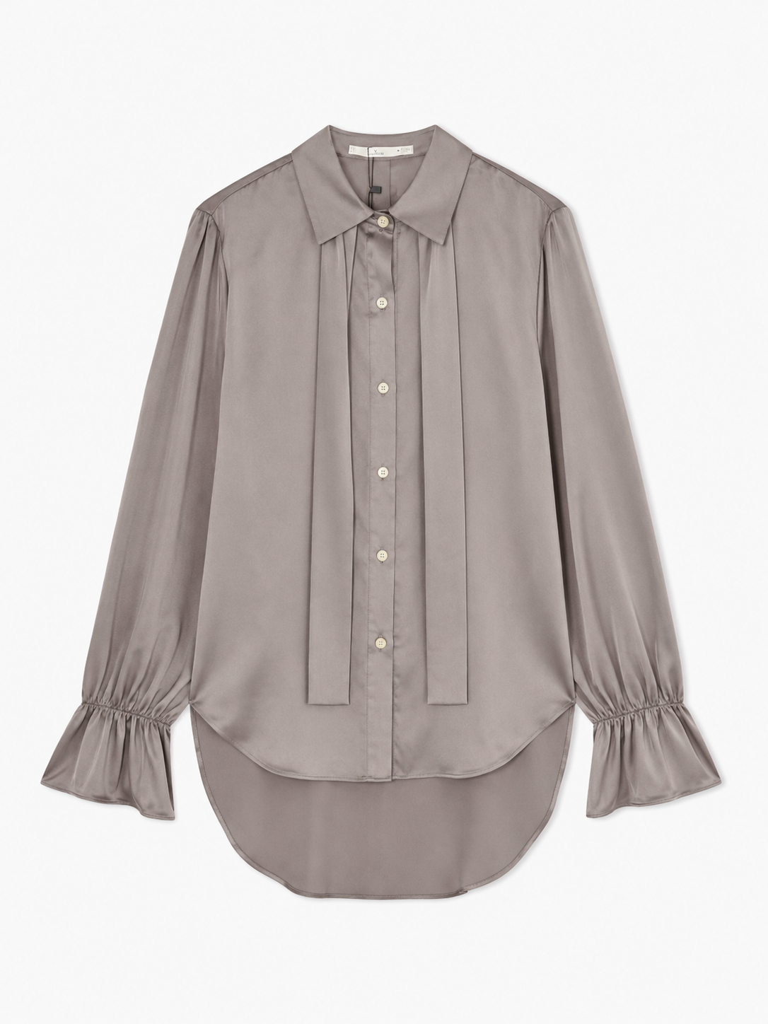Armani Silk-Satin Statement Shirt — Mink