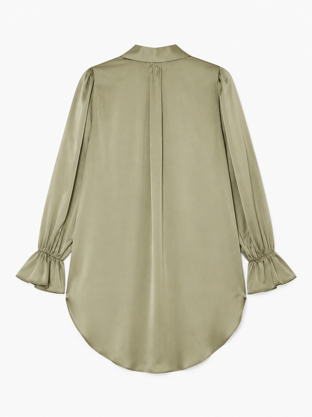 Armani Silk-Satin Statement Shirt — Sage