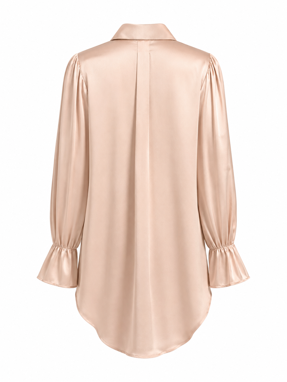 Silk-Satin Statement Shirt — Blush