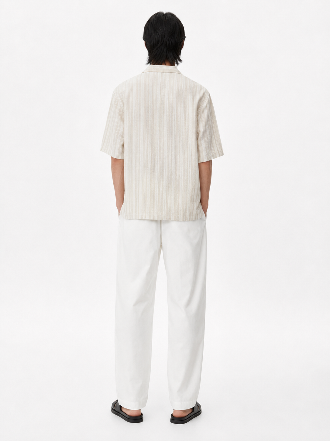 Tonal Stripe Linen Camp Shirt