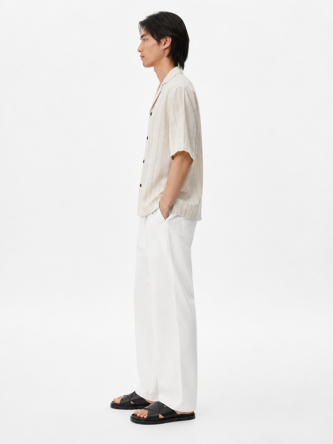 Tonal Stripe Linen Camp Shirt