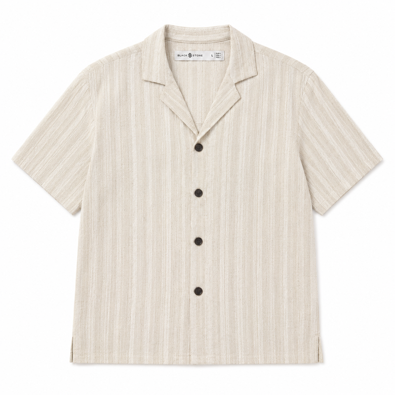 Tonal Stripe Linen Camp Shirt