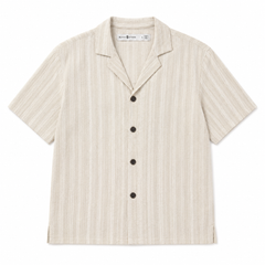 Tonal Stripe Linen Camp Shirt