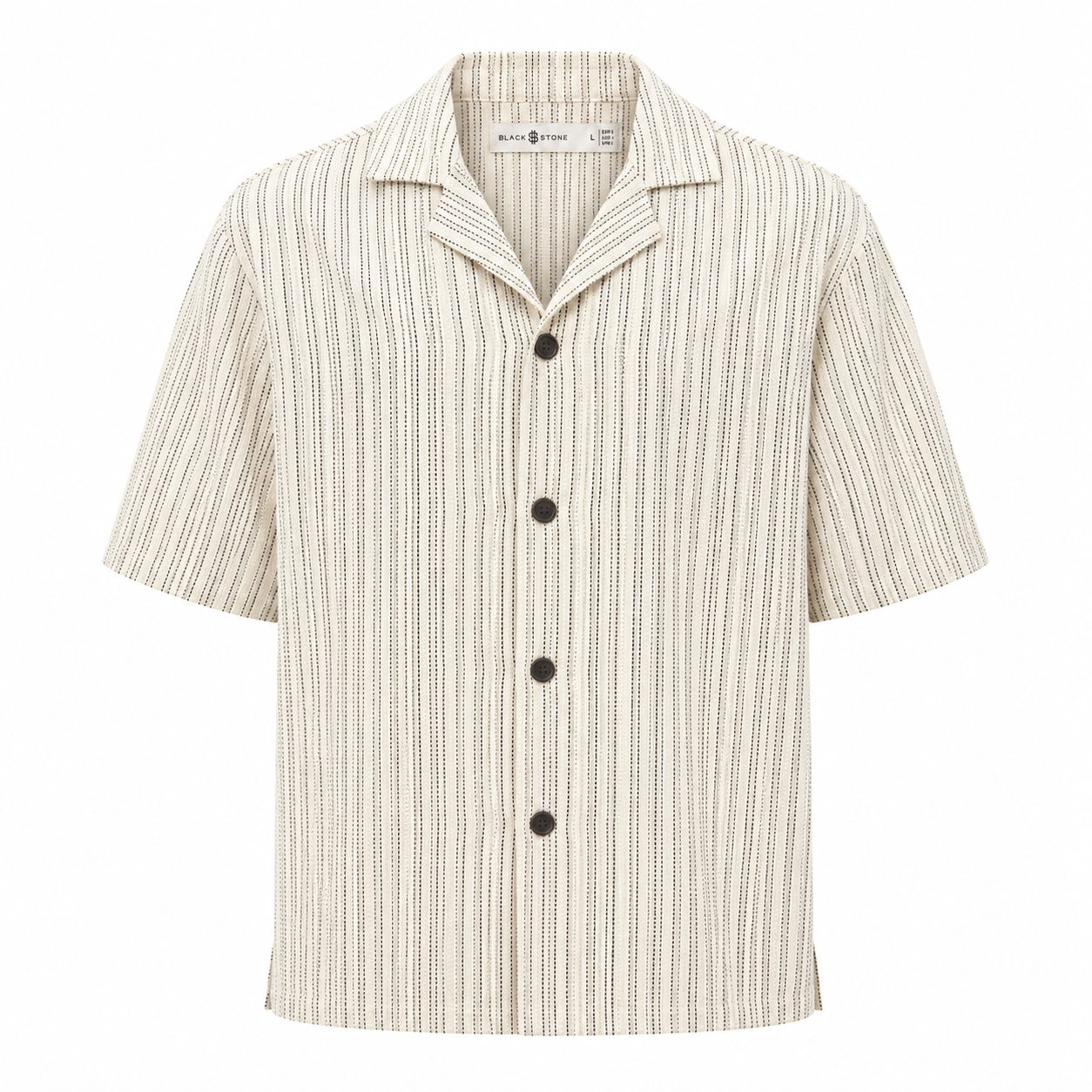 Dotted Pinstripe Linen Camp Shirt