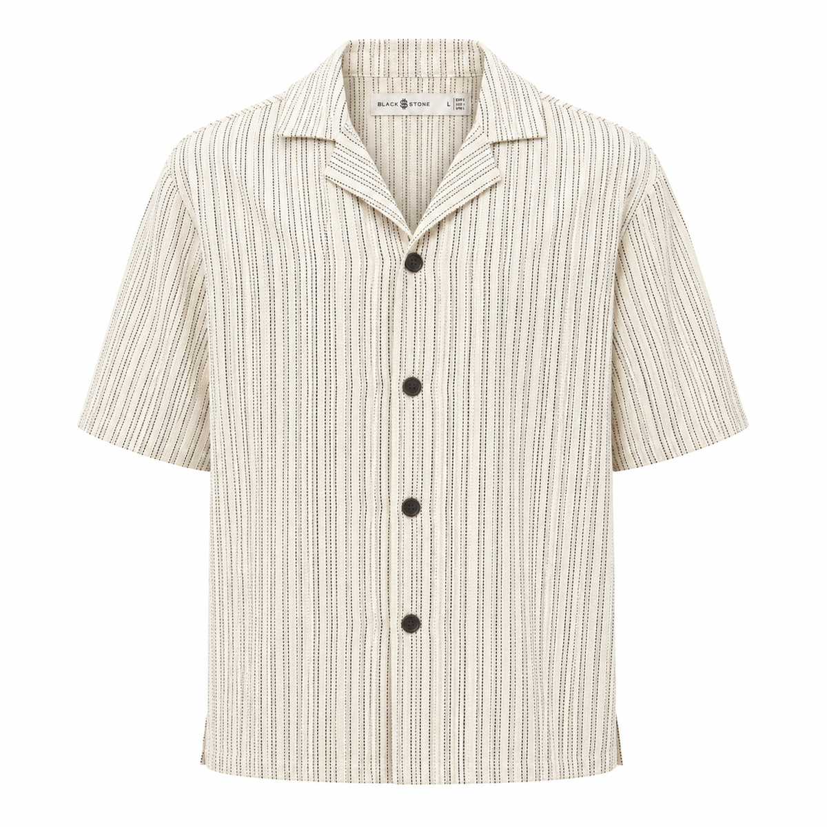 Dotted Pinstripe Linen Camp Shirt