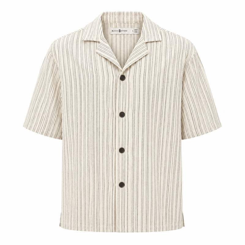 Dotted Pinstripe Linen Camp Shirt
