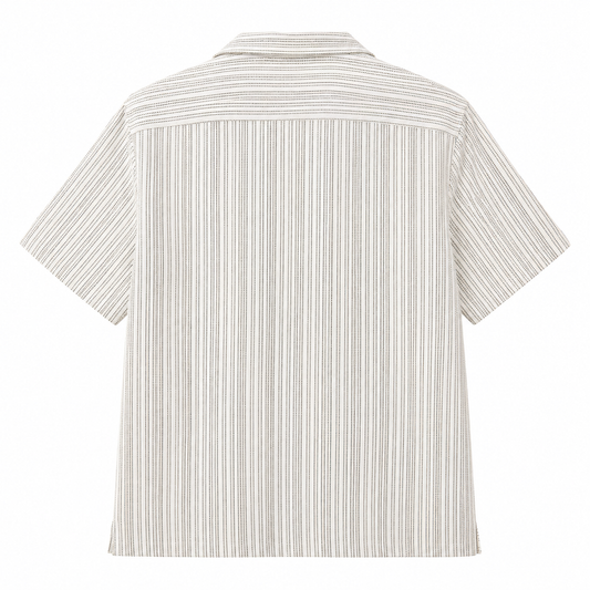Dotted Pinstripe Linen Camp Shirt