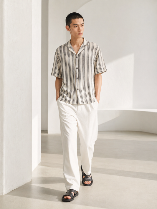 Multi-Stripe Linen Camp Shirt