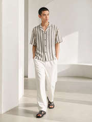 Multi-Stripe Linen Camp Shirt
