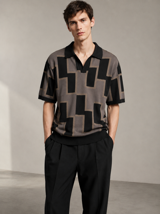 Architectural Geometry Knit Polo — detail