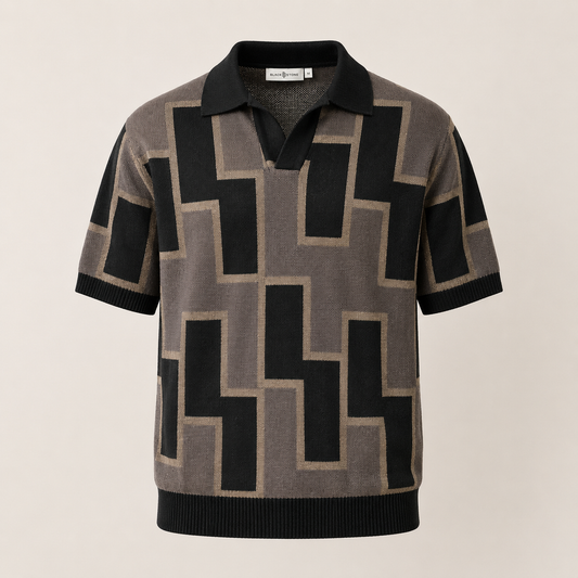 Architectural Geometry Knit Polo — front