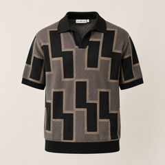 Architectural Geometry Knit Polo — front