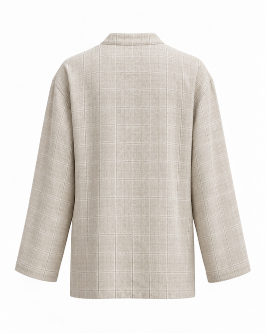 Gazzelle Windowpane Frog-Closure Top — Sand Check