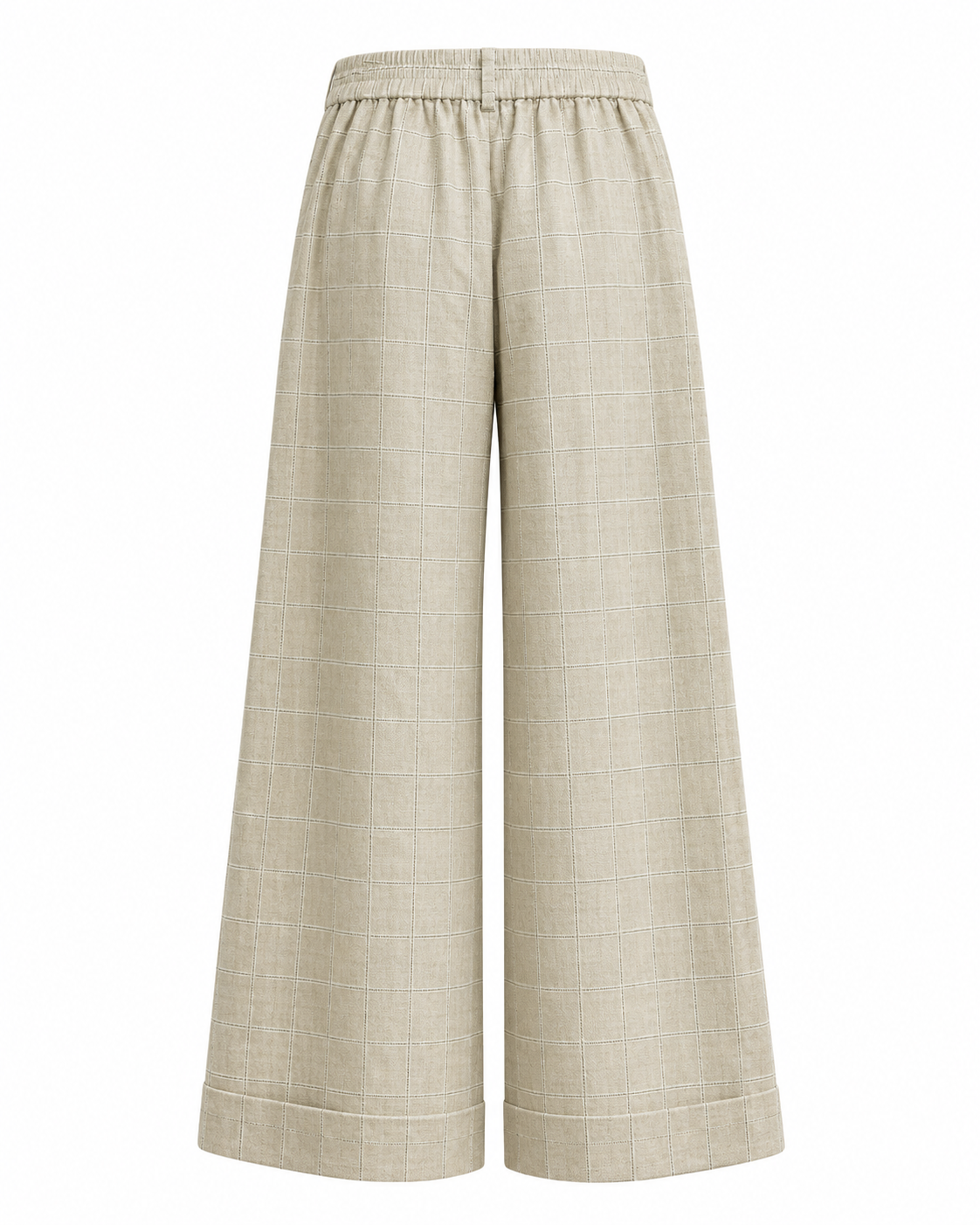 Gazzelle Windowpane Wide-Leg Pant — Sand Check