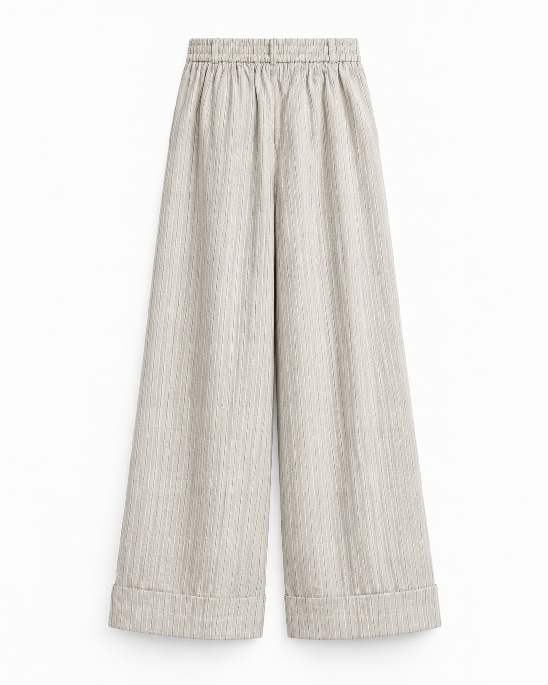 Gazzelle Crinkle-Linen Wide-Leg Pant — Flax Pinstripe