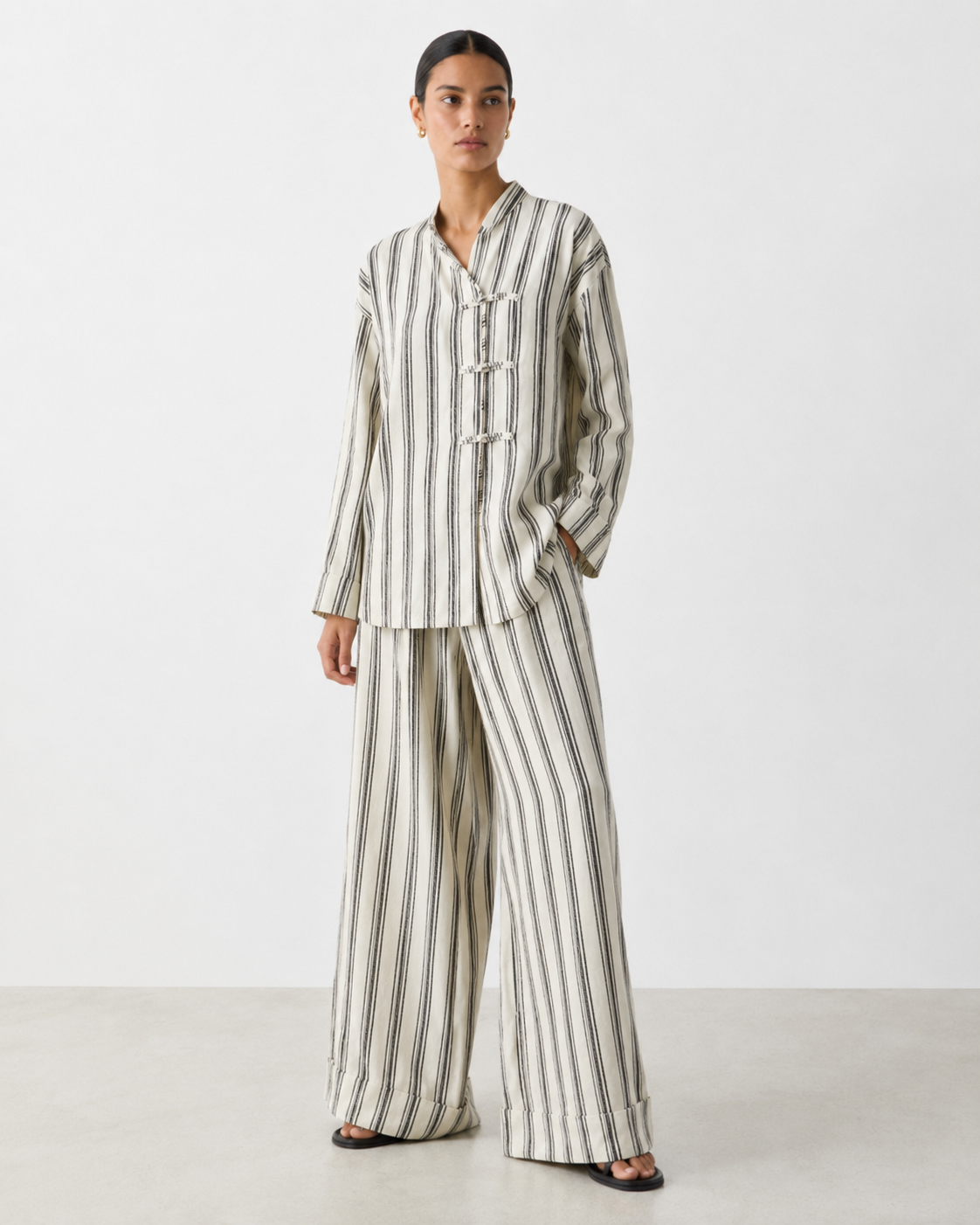 Gazzelle Striped Wide-Leg Pant — Ivory Stripe