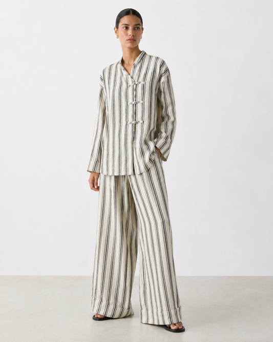 Gazzelle Striped Wide-Leg Pant — Ivory Stripe