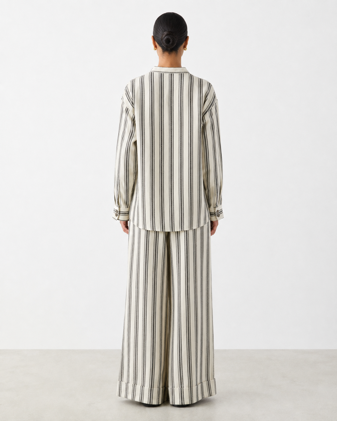 Gazzelle Striped Frog-Closure Top — Ivory Stripe