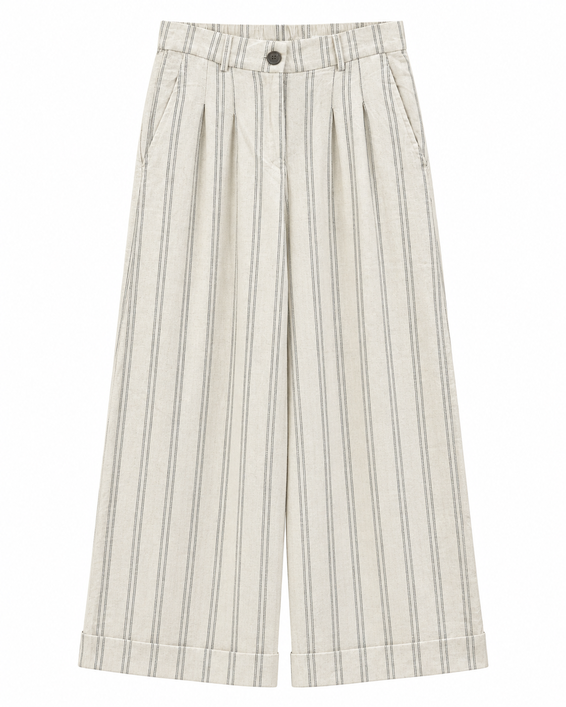 Gazzelle Ticking-Stripe Wide-Leg Pant — Cream Ticking