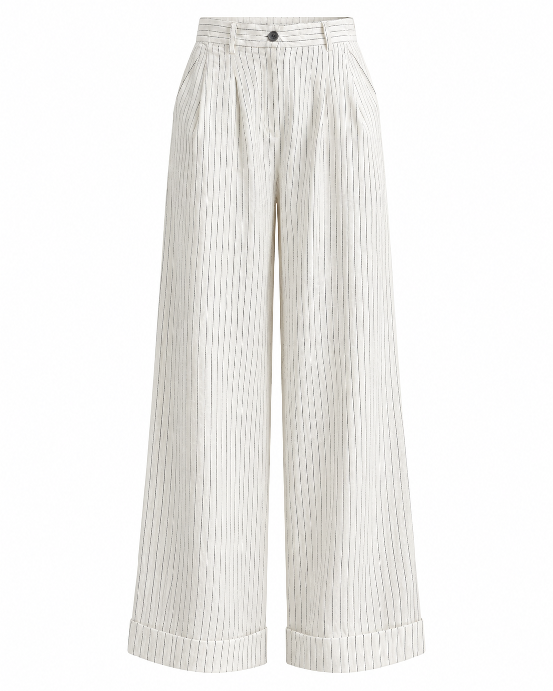 Gazzelle Pinstripe Wide-Leg Pant — White Pinstripe