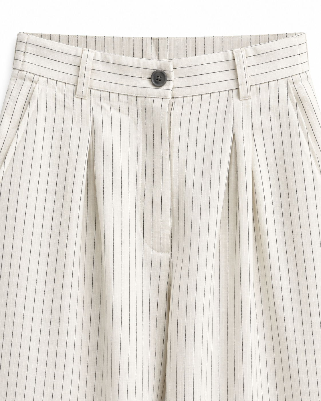 Gazzelle Pinstripe Wide-Leg Pant — White Pinstripe