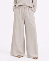 Soft Beige Wide-Leg Palazzo Trouser