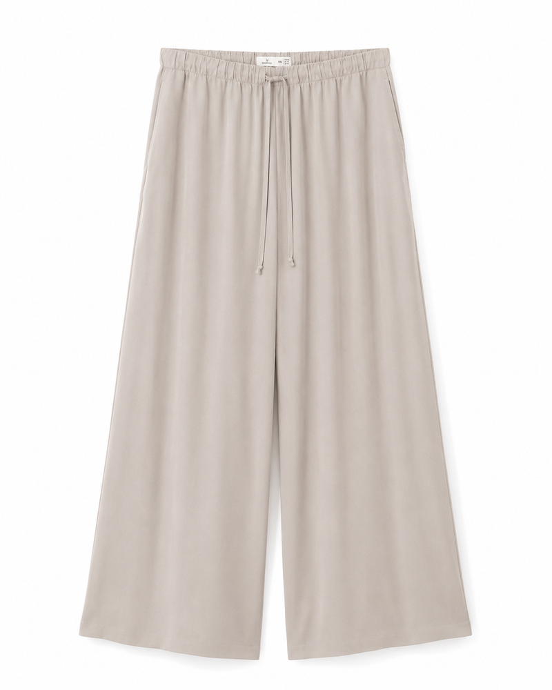 Soft Beige Wide-Leg Palazzo Trouser