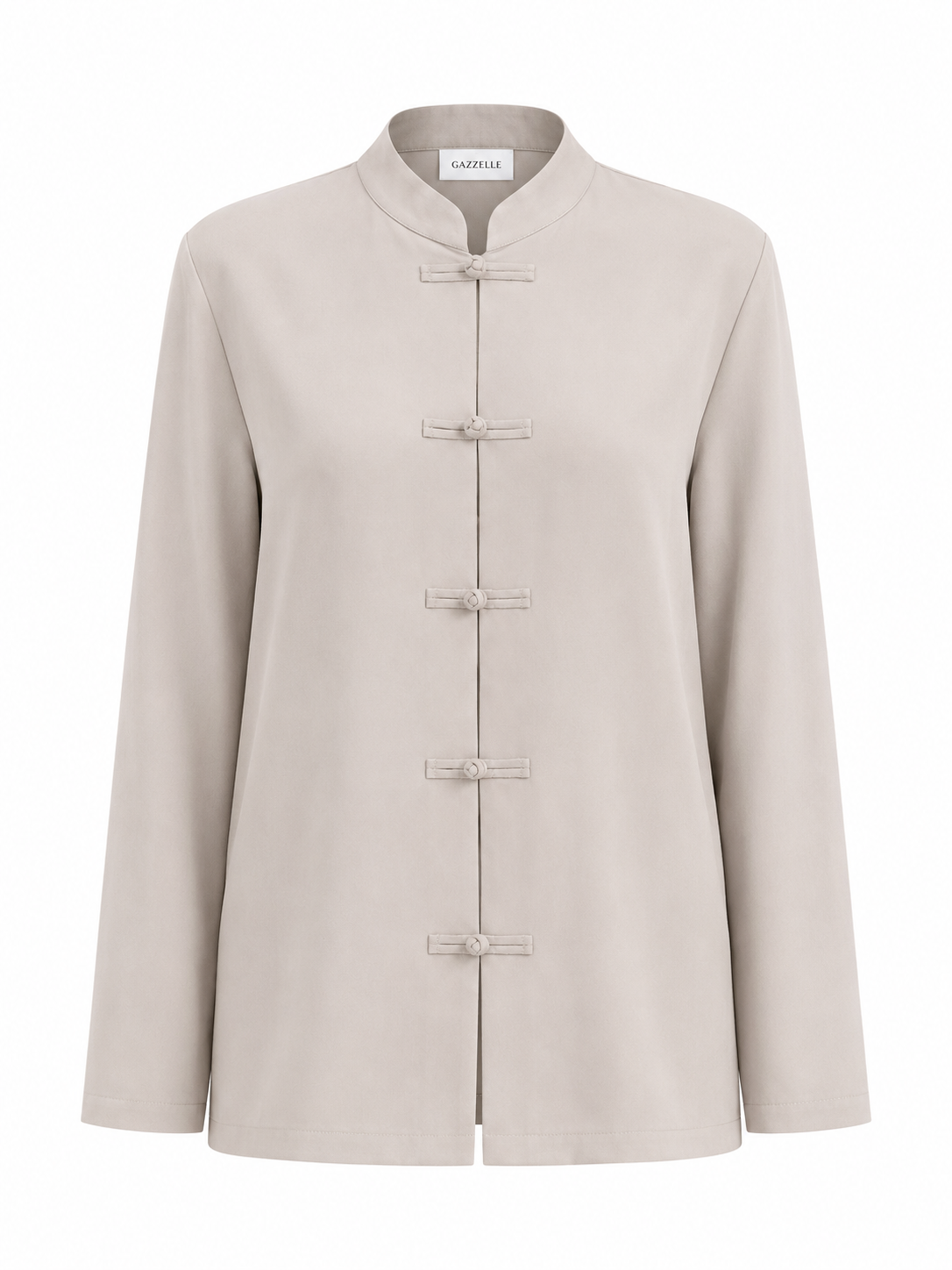 Soft Beige Frog-Closure Top