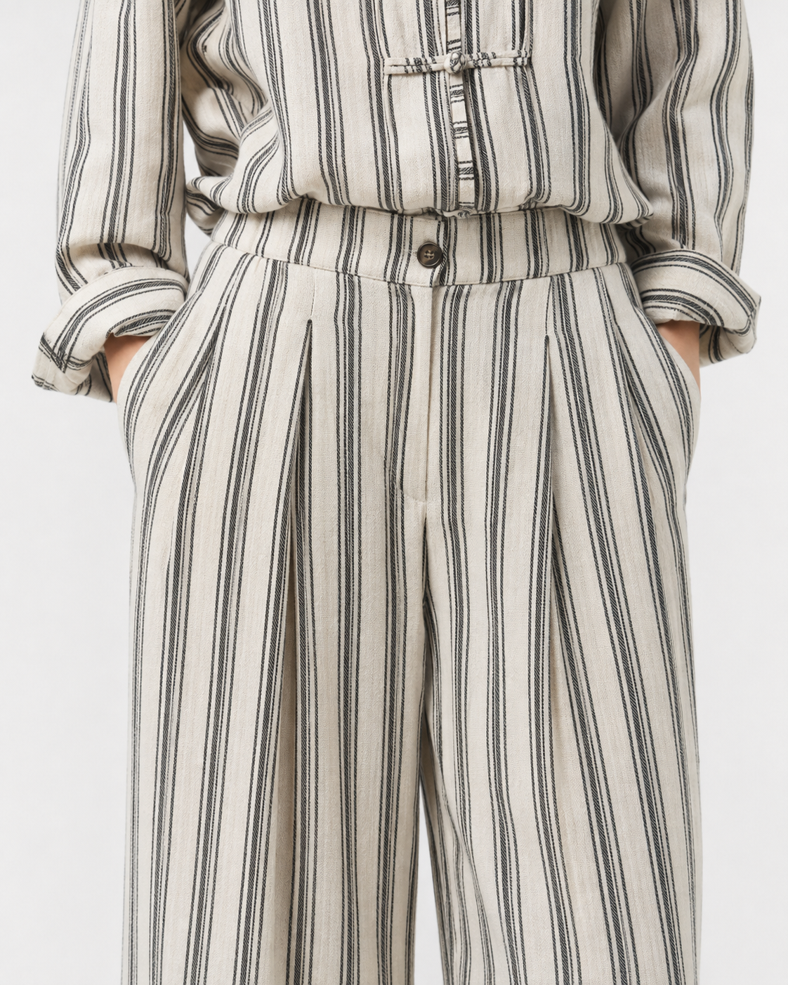 Gazzelle Striped Wide-Leg Pant — Ivory Stripe