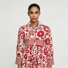 Gazzelle Botanical Maxi Dress-Crimson Red