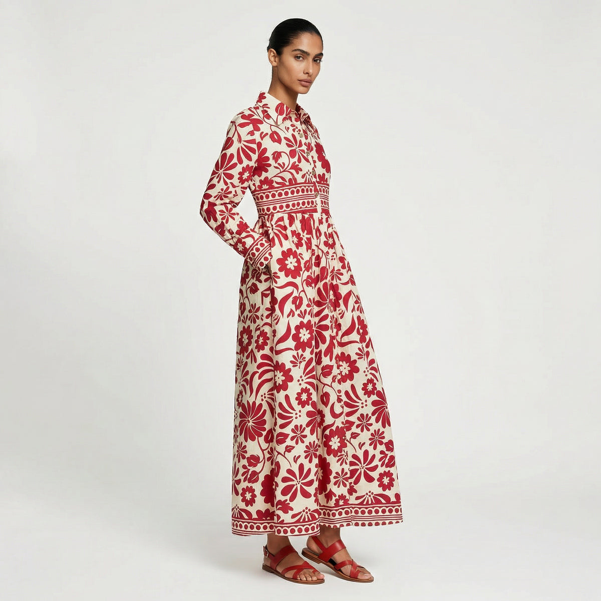 Gazzelle Botanical Maxi Dress - Crimson Red