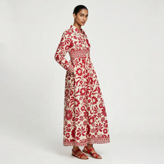 Gazzelle Botanical Maxi Dress-Crimson Red