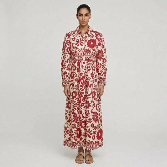 Gazzelle Botanical Maxi Dress - Crimson Red