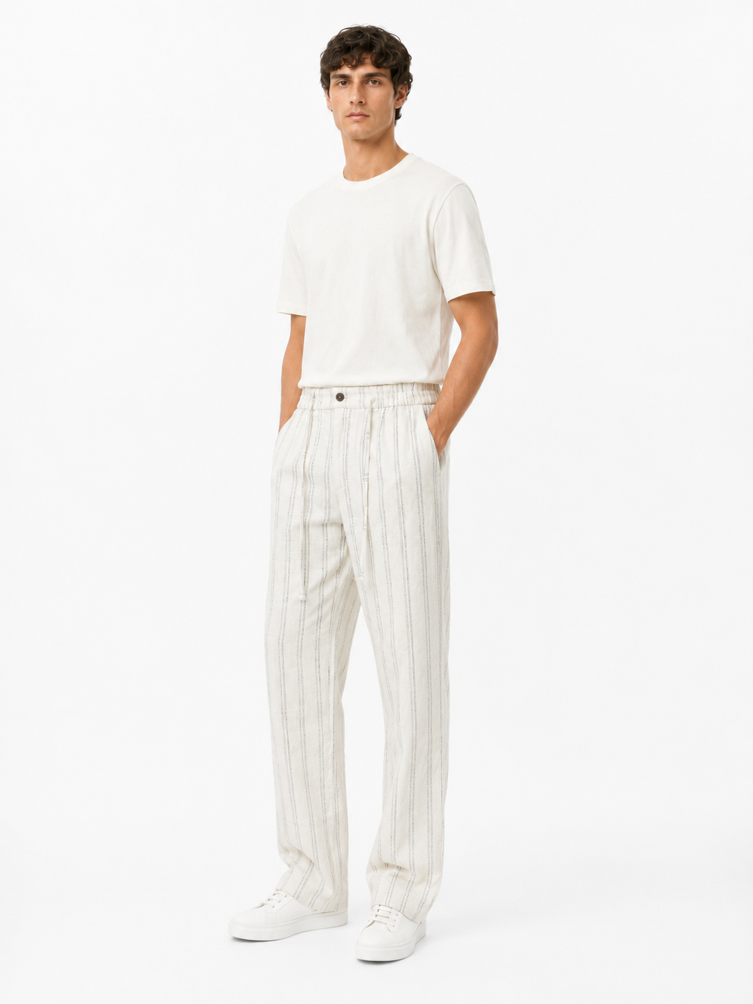 Bold Stripe Linen Trouser