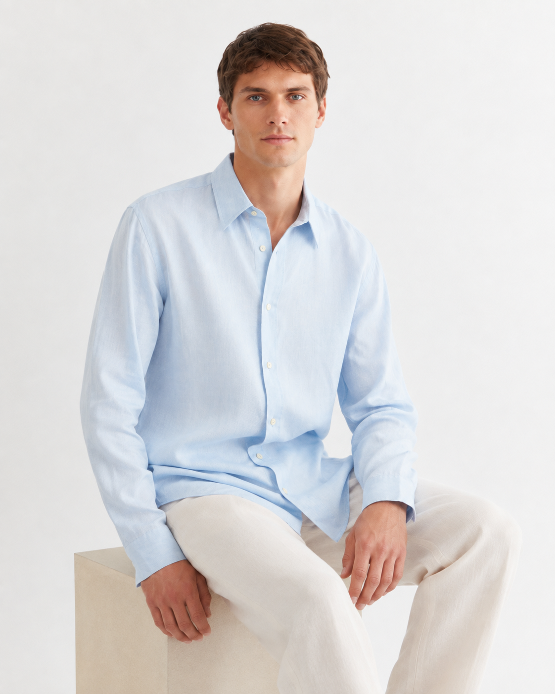 BSTN The Breeze Linen Shirt — Sky Blue