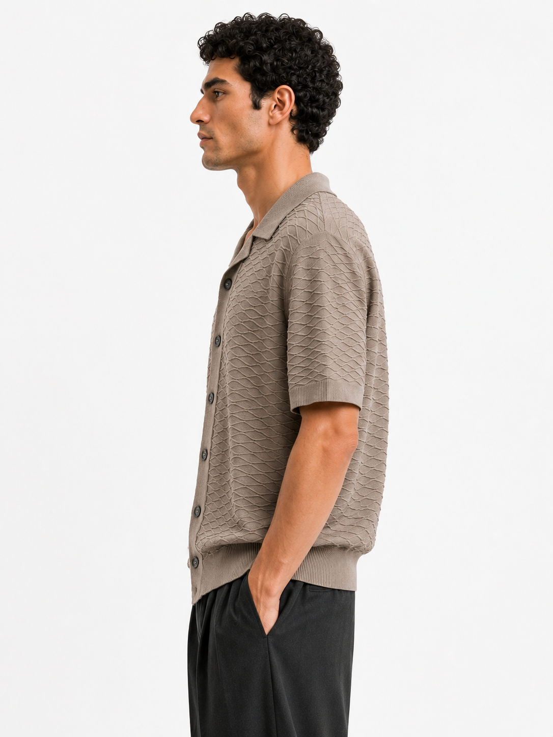 BSTN Diamond Knit Shirt — Taupe